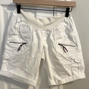 Motherhood Maternity White Cargo Over Belly Shorts